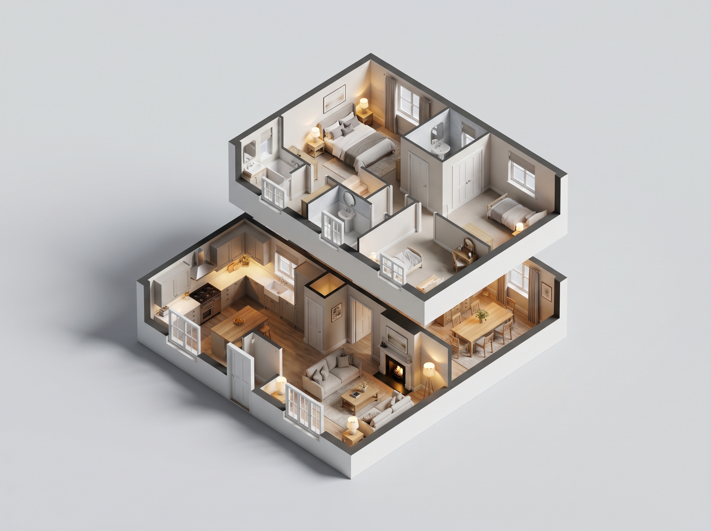 3D isometric floor plan of the property